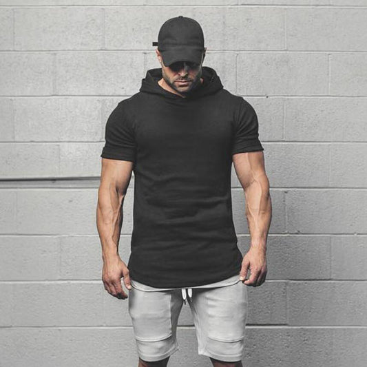 Short-Sleeved Sports Fitness  Hoodie